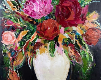 Jewel Tone Floral Giclee Print: Abstract Still Life Fine Art
