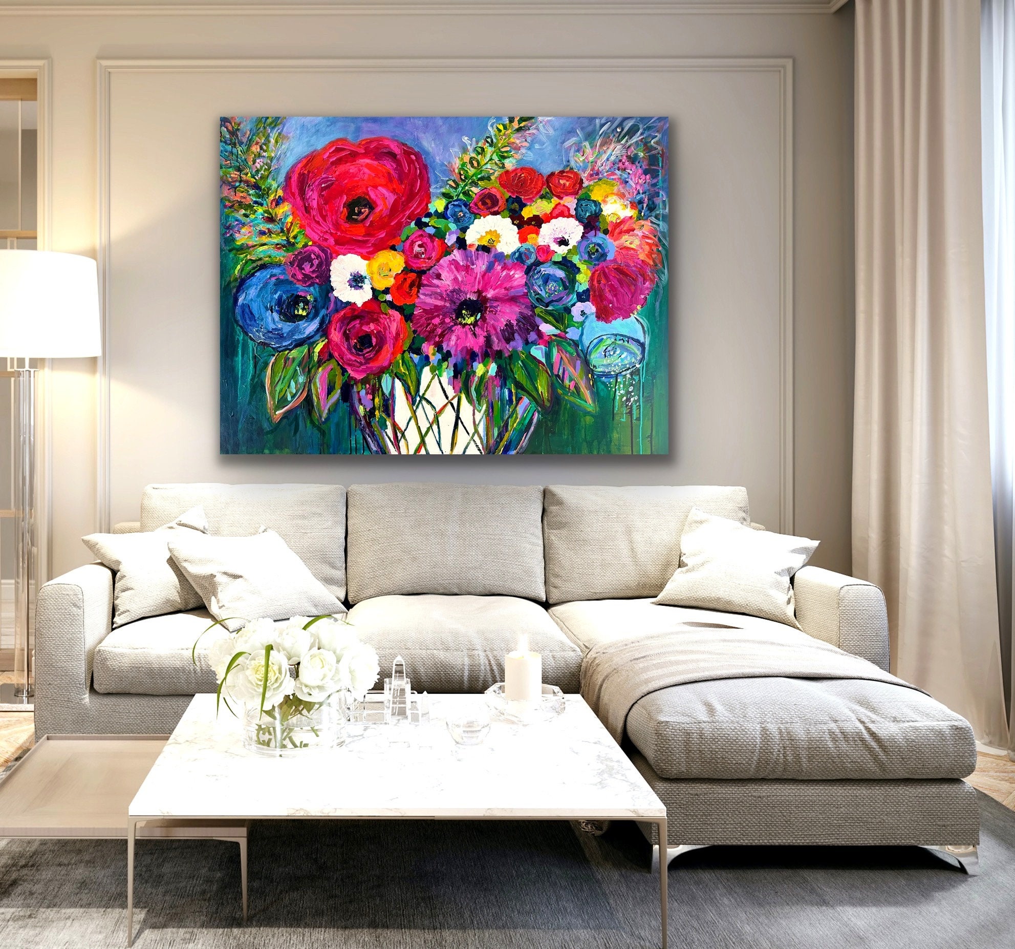 Pressed Flower Wall Art Colorful Abstract Flower Art Bright 