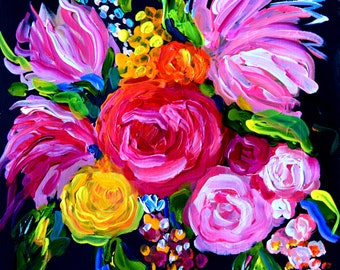 Still Life, Bold Colorful bouquet, Flower painting, Fine Art PRINT, Giclee