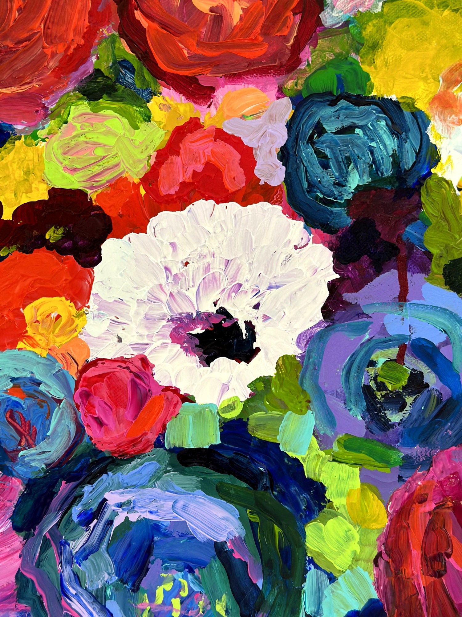 Pressed Flower Wall Art Colorful Abstract Flower Art Bright 