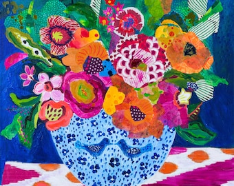 Moroccan Floral Still Life Art Print: Tangier Blooms Giclee