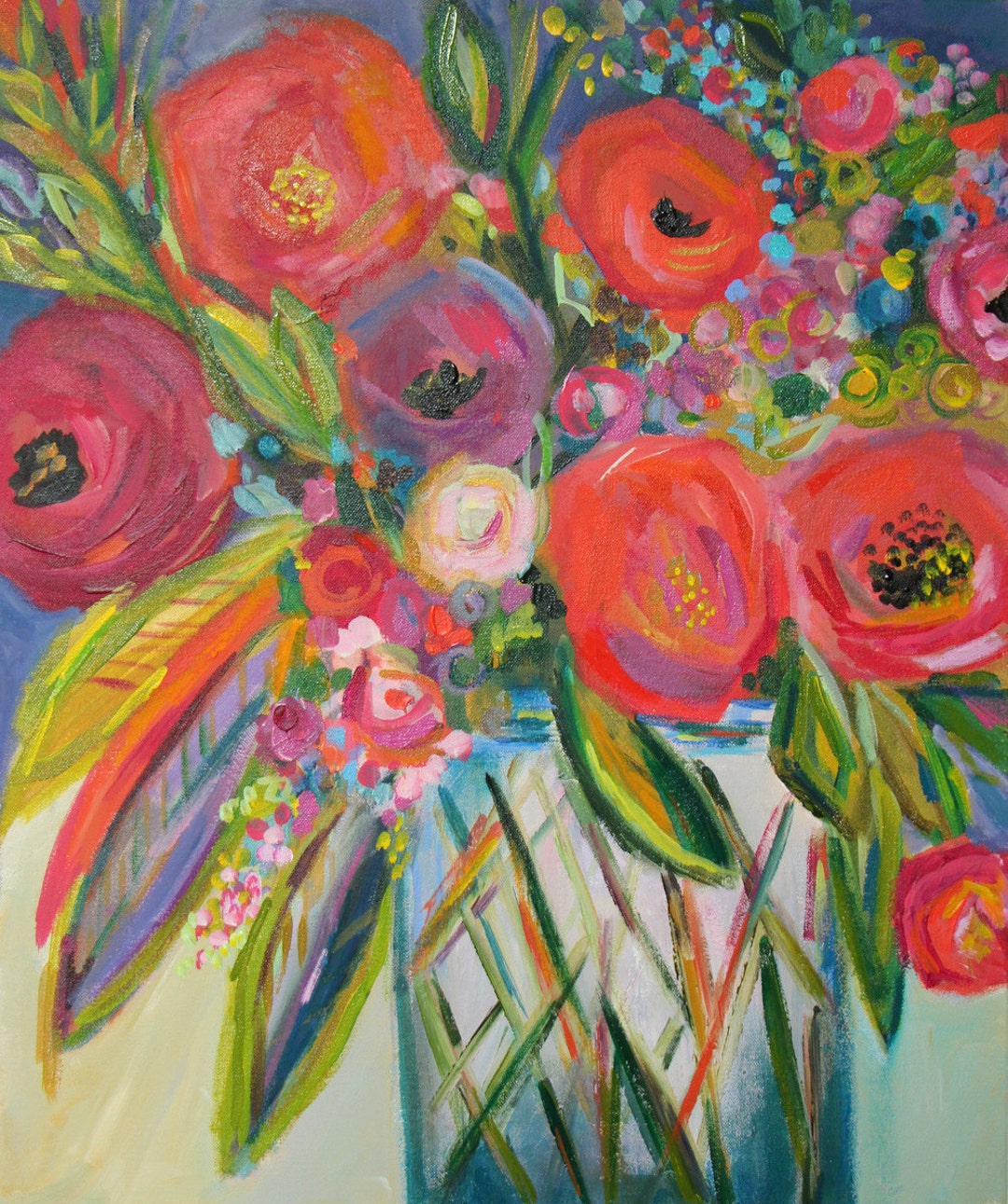 Fine Art PRINT, Giclee Print, Still Life, Abstract Flowers, Violet ...