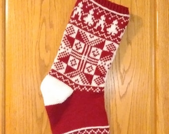 Wonder of Christmas, Knitted Christmas Stocking Pattern, Norwegian, Stranded Design