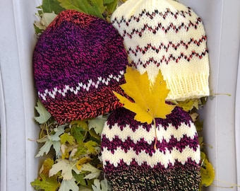 Broken Trail Hats, Knitting Pattern PDF, Beanie Hat pattern for toddler to adult