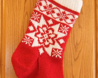 KNITTING PATTERN PDF Christmas Stocking Norwegian Stranded Design Selbu Roses