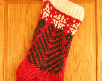 Norway Spruce Christmas Stocking Pattern PDF, Knitted Norwegian Stranded Design