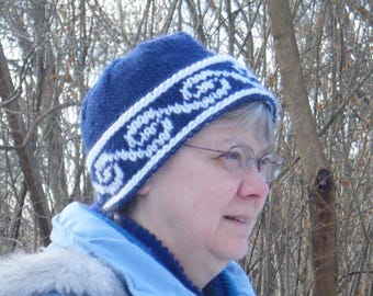 Knitting Pattern PDF Polar Vortex Hat, two color  stranded design