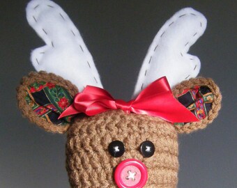 Reindeer Christmas Baby Hat for Boy or Girl CROCHET PATTERN PDF