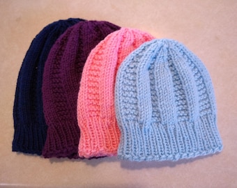 KNITTING PATTERN PDF Evan and Rose beanie hats in 4 sizes