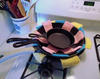 PATRÓN DE TEJIDO PDF para protectores de sartenes y platos, instrucciones para tejer