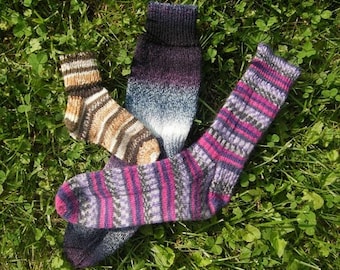 Family socks PDF Instructional knitting pattern in 4 sizes with 3 cuff/leg options