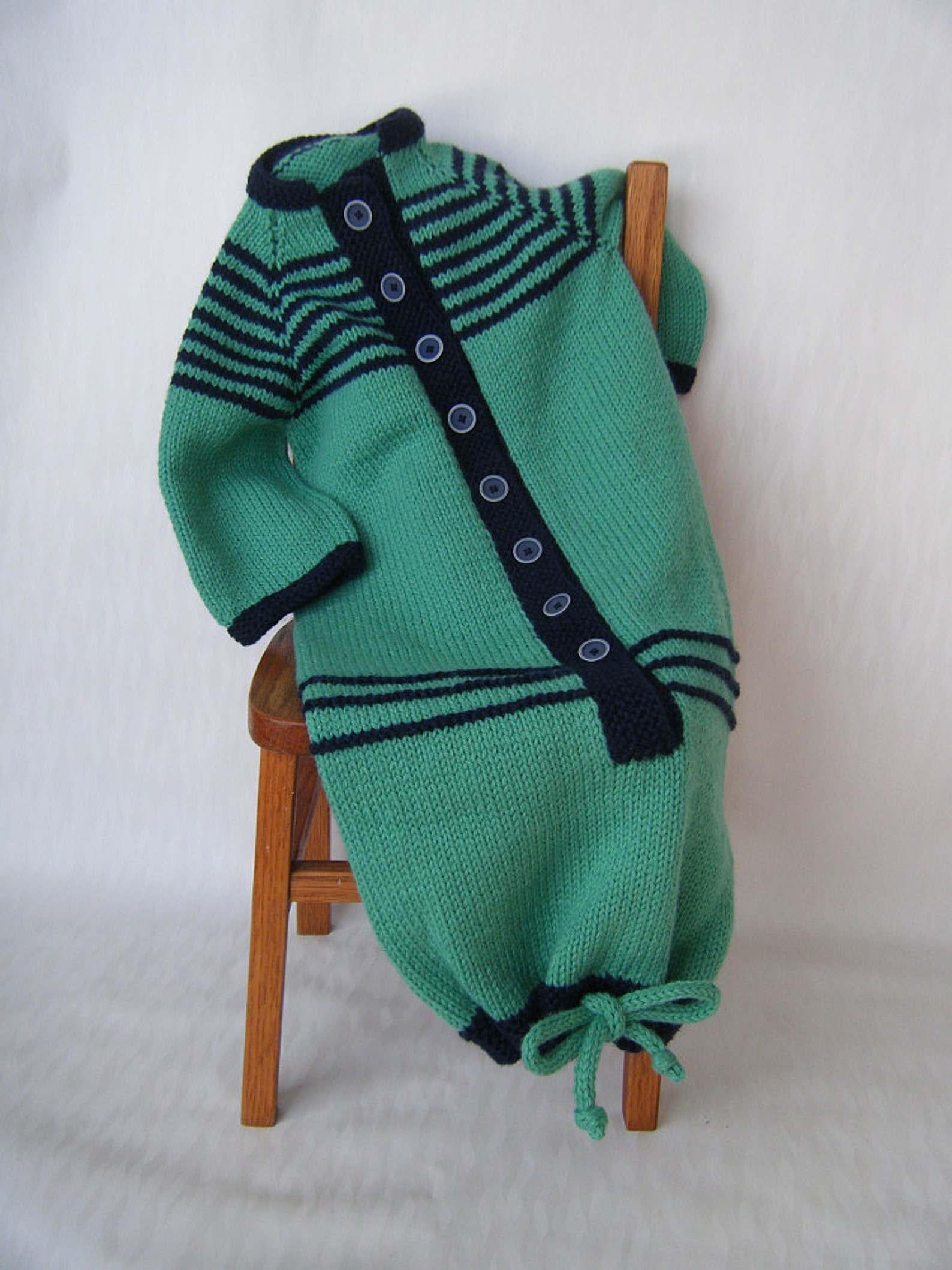 Knitting Pattern PDF Baby Bunting Sleep Sack, Drawstring Bottom, Seat