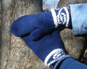 Knitting Pattern PDF Polar Vortex Mittens, two color, stranded, Norwegian design
