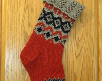 Knitted Christmas Stocking Pattern, Nod to Iceland, Stranded Design, PDF