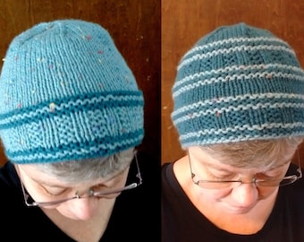 Rails to Trails beanie hat KNITTING PATTERN PDF with two options