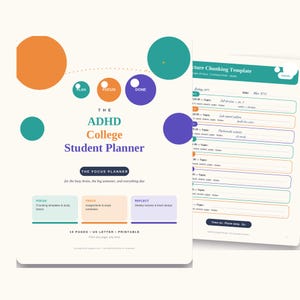 ADHD College Planner Printable, Focus Planner for Students, Assignment Tracker, Study Schedule, Lecture Notes Organizer, Digital Download