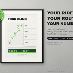 Cycling Map Poster, Custom Bike Route Print from Your Ride, Single Size Printable JPG