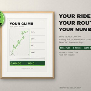 Custom Cycling Route Map Poster from Your Ride, Personalized Bike Climb Print, Gift for Cyclist, Digital File