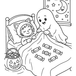 Goofy Ghouls Night Out Halloween Coloring Book for Kids 6-10, 50 Funny Printable Pages, Ghosts, Costumes and Candy PDF imagen 7