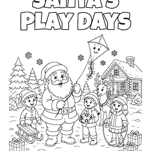 Santa's Play Days Christmas Coloring Book for Kids 6-8, 49 Printable Vintage Santa Coloring Pages, Instant Download PDF imagem 1