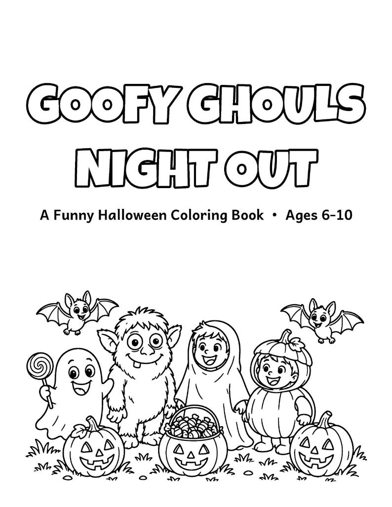 Goofy Ghouls Night Out Halloween Coloring Book for Kids 6-10, 50 Funny Printable Pages, Ghosts, Costumes and Candy PDF imagen 2
