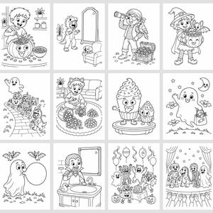 Goofy Ghouls Night Out Halloween Coloring Book for Kids 6-10, 50 Funny Printable Pages, Ghosts, Costumes and Candy PDF imagen 9