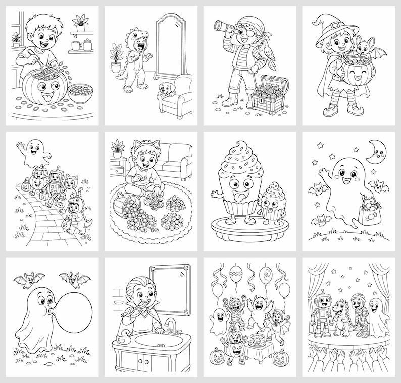 Goofy Ghouls Night Out Halloween Coloring Book for Kids 6-10, 50 Funny Printable Pages, Ghosts, Costumes and Candy PDF imagen 9