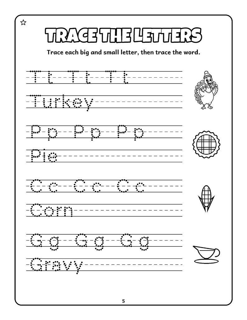 Pass the Giggles! Thanksgiving Activity Book for Kids 6-10, 50 Printable Pages, Coloring, Word Search, Mazes, Tracing, PDF image 6