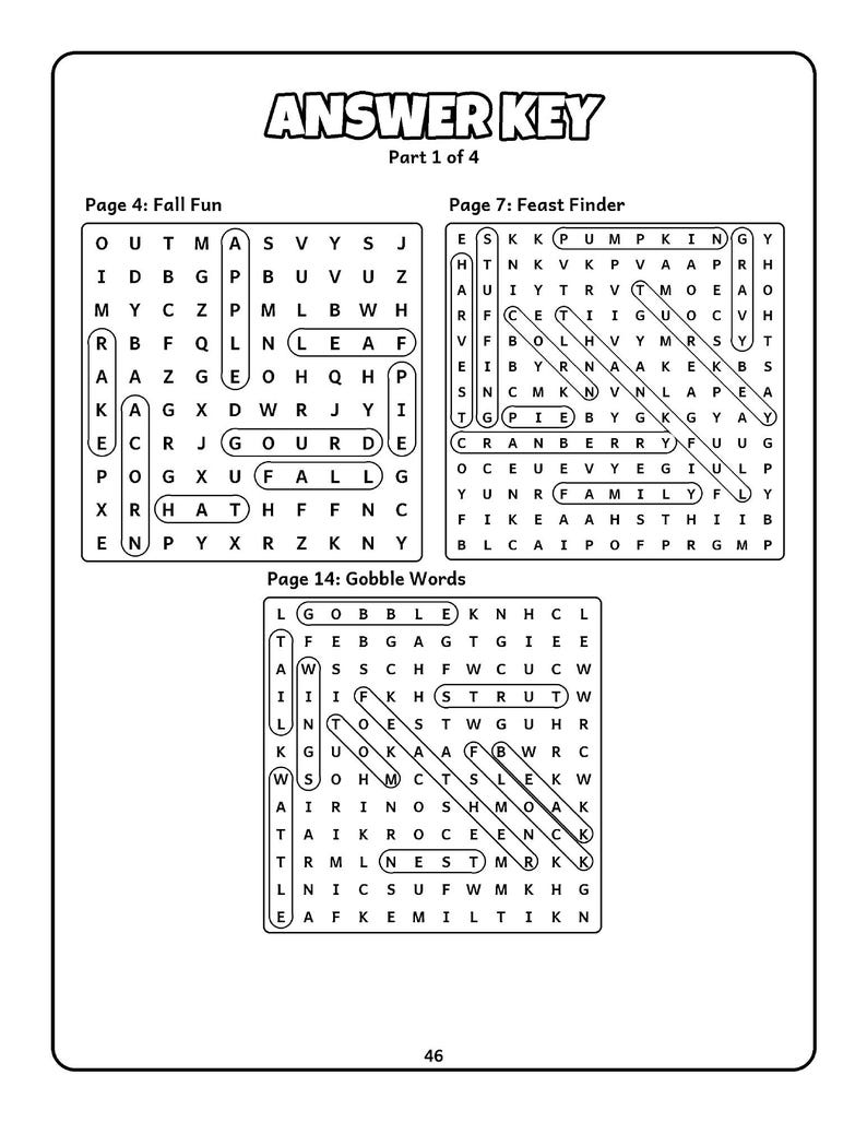 Pass the Giggles! Thanksgiving Activity Book for Kids 6-10, 50 Printable Pages, Coloring, Word Search, Mazes, Tracing, PDF image 9