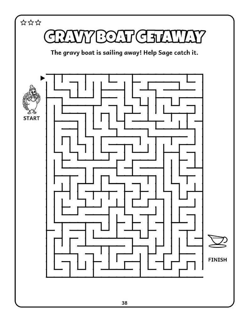 Pass the Giggles! Thanksgiving Activity Book for Kids 6-10, 50 Printable Pages, Coloring, Word Search, Mazes, Tracing, PDF image 4