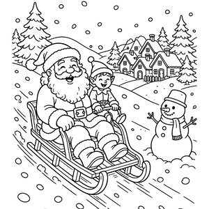 Santa's Play Days Christmas Coloring Book for Kids 6-8, 49 Printable Vintage Santa Coloring Pages, Instant Download PDF imagem 4