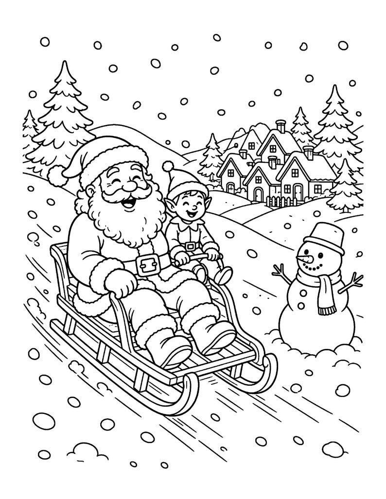 Santa's Play Days Christmas Coloring Book for Kids 6-8, 49 Printable Vintage Santa Coloring Pages, Instant Download PDF imagem 4