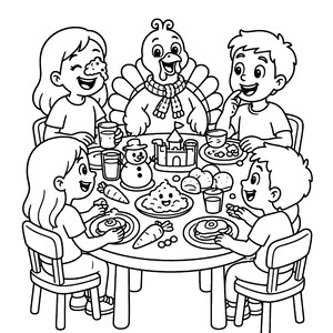 Diversión de Acción de Gracias: ¡Los pavos dan un festín! Un divertido libro para colorear de Acción de Gracias para niños de 6 a 10 años, 50 páginas imprimibles, descarga instantánea en PDF. imagen 3