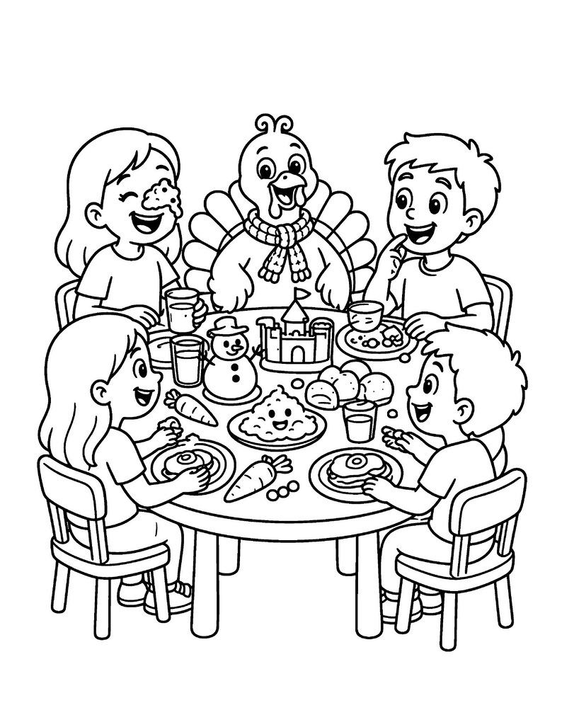 Diversión de Acción de Gracias: ¡Los pavos dan un festín! Un divertido libro para colorear de Acción de Gracias para niños de 6 a 10 años, 50 páginas imprimibles, descarga instantánea en PDF. imagen 3