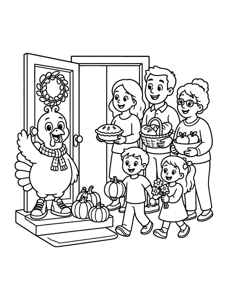 Diversión de Acción de Gracias: ¡Los pavos dan un festín! Un divertido libro para colorear de Acción de Gracias para niños de 6 a 10 años, 50 páginas imprimibles, descarga instantánea en PDF. imagen 6