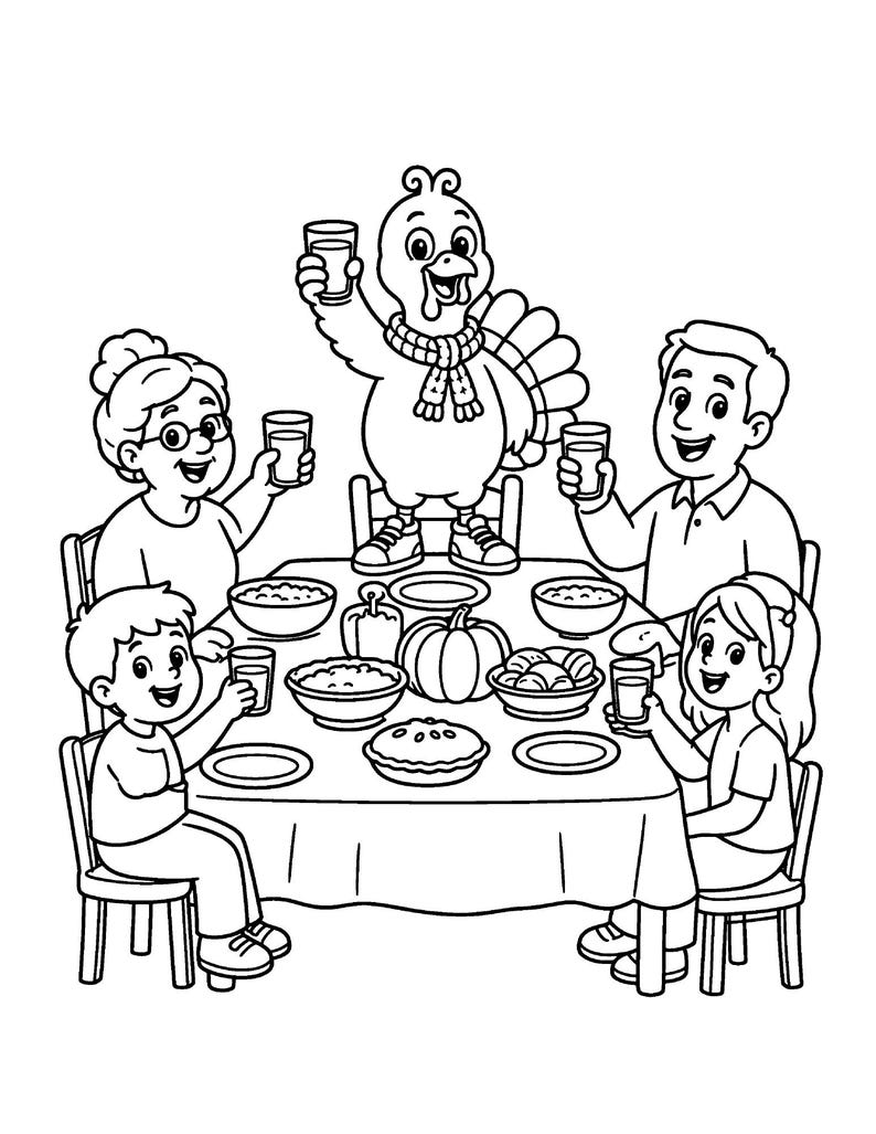 Diversión de Acción de Gracias: ¡Los pavos dan un festín! Un divertido libro para colorear de Acción de Gracias para niños de 6 a 10 años, 50 páginas imprimibles, descarga instantánea en PDF. imagen 7