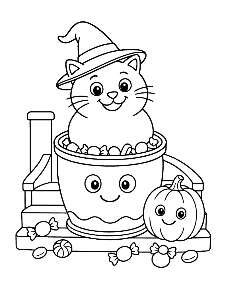 Goofy Ghouls Night Out Halloween Coloring Book for Kids 6-10, 50 Funny Printable Pages, Ghosts, Costumes and Candy PDF imagen 4
