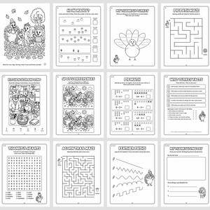 Pass the Giggles! Thanksgiving Activity Book for Kids 6-10, 50 Printable Pages, Coloring, Word Search, Mazes, Tracing, PDF image 10