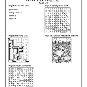 The Pumpkin Puzzle Club Halloween Activity Book for Kids 6-10, 50 Printable Pages, Coloring, Word Search, Mazes, Tracing PDF imagen 9