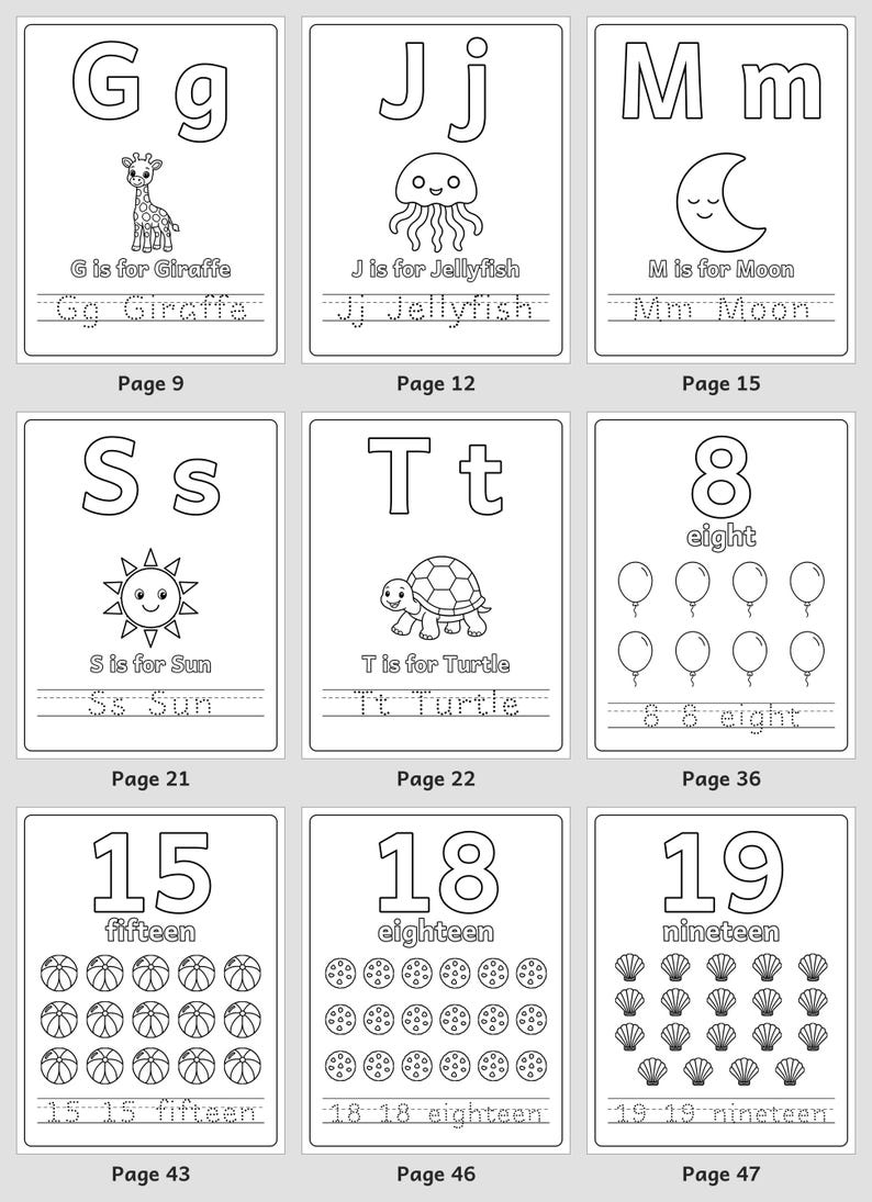 My First ABC & 123 Coloring Book for Ages 3-5, 50 Printable Pages, Alphabet and Number Tracing, Counting Worksheets, Preschool PDF imagen 7