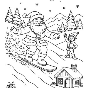 Santa's Play Days Christmas Coloring Book for Kids 6-8, 49 Printable Vintage Santa Coloring Pages, Instant Download PDF imagem 3