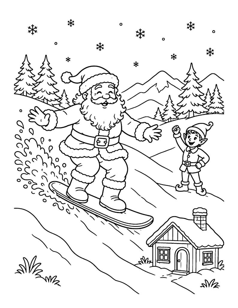 Santa's Play Days Christmas Coloring Book for Kids 6-8, 49 Printable Vintage Santa Coloring Pages, Instant Download PDF imagem 3