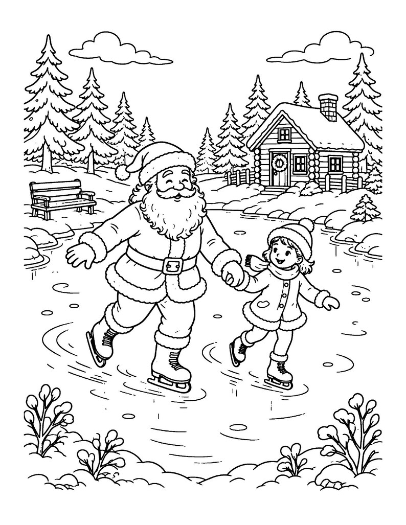 Santa's Play Days Christmas Coloring Book for Kids 6-8, 49 Printable Vintage Santa Coloring Pages, Instant Download PDF imagem 5