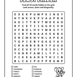 Pass the Giggles! Thanksgiving Activity Book for Kids 6-10, 50 Printable Pages, Coloring, Word Search, Mazes, Tracing, PDF image 3