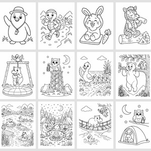 Critter Boot Camp Coloring Book for Kids 5-10, 50 Pages, Silly Zoo and Farm Animals in Training, Printable PDF image 8