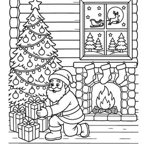 Christmas With Santa Coloring Book for Kids Ages 6-8, 55 Printable Coloring Pages, Santa Elves Reindeer, Instant Download PDF image 5