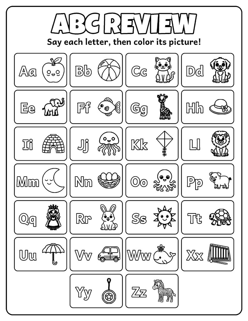 My First ABC & 123 Coloring Book for Ages 3-5, 50 Printable Pages, Alphabet and Number Tracing, Counting Worksheets, Preschool PDF imagen 4
