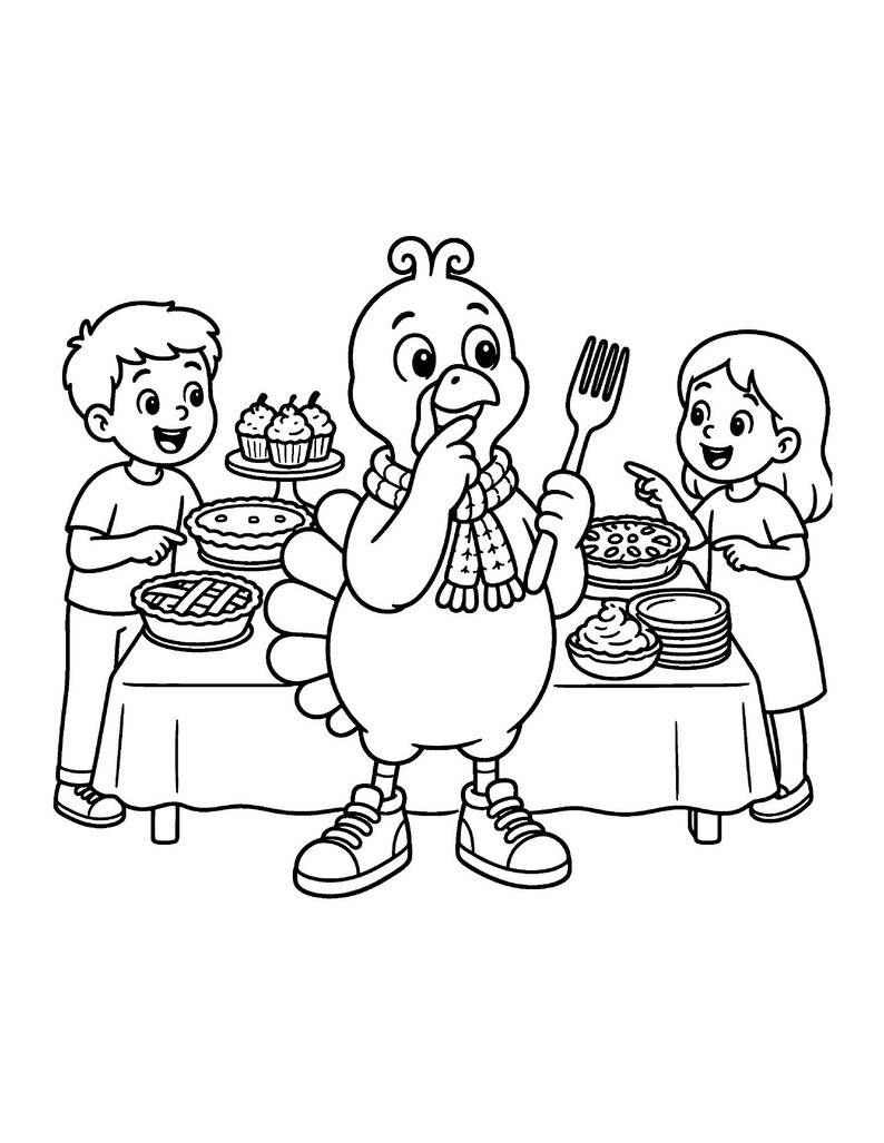Diversión de Acción de Gracias: ¡Los pavos dan un festín! Un divertido libro para colorear de Acción de Gracias para niños de 6 a 10 años, 50 páginas imprimibles, descarga instantánea en PDF. imagen 5