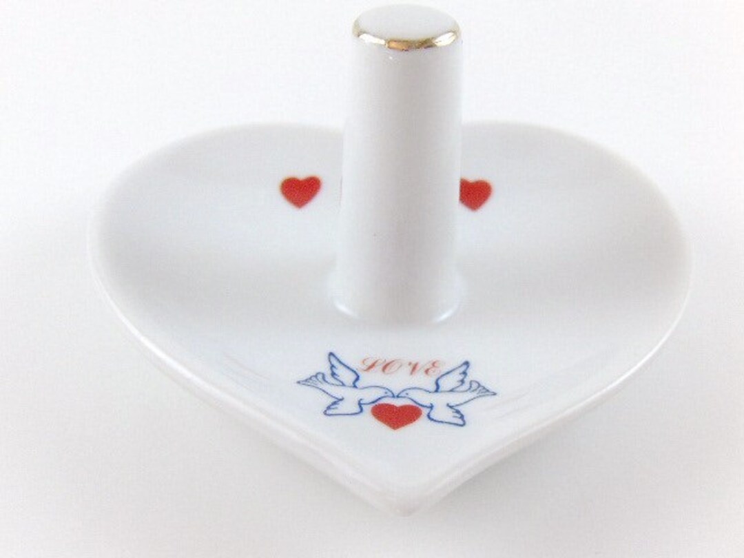 Vintage Ring Holder Porcelain Collectible Ring Holder Heart Etsy