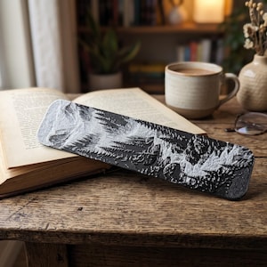 3D Relief Bookmark: Textured Lighthouse Bookmark and Monochrome Mountain River